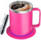 Self-Heating Coffee Mug,12oz Heated Mug with Double-Layer 18/8 Stainless Steel,USB Powered Coffee Cup Warmer,Coffee Gifts,Appreciation Gifts (Rose)