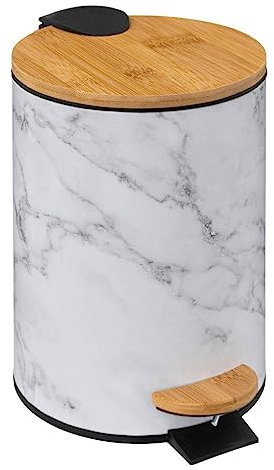 5five - Poubelle Soft Close métal 3l Lea Blanc Effet marbre