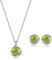 immobird Schmuckset Damen August Geburtssteine Natürliche Peridot Silber 925 mit Runde Rose Design Klassischer Stil Weihnachten Geschenke Für Frauen Mama Frauen