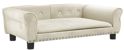 vidaXL Hundebett, Hundekissen mit weicher Polsterung, Hundesofa Hundecouch für kleine Hunde Haustiere, Haustierbett Katzenbett, Creme Samt