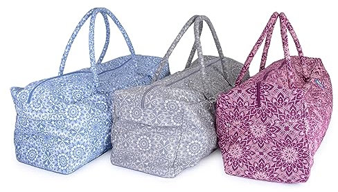 Yoga-Mad Full Print Mandala Yoga & Pilates Kit Bag, Unisex with Full Length Zip, Fits Most Flexible Mats, Yoga Blocks, Bolsters & Clothing, Burgundy, Grey & Blue Options