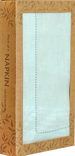Stoffserviette aus 100 % Leinen, Hohlsaum, mit Geschenkpaket, Hochzeitsservietten, Thanksgiving-Servietten, Baumwollstoffservietten, maschinenwaschbar, mit Hohlsaum, 4 Stück, Pastellblau