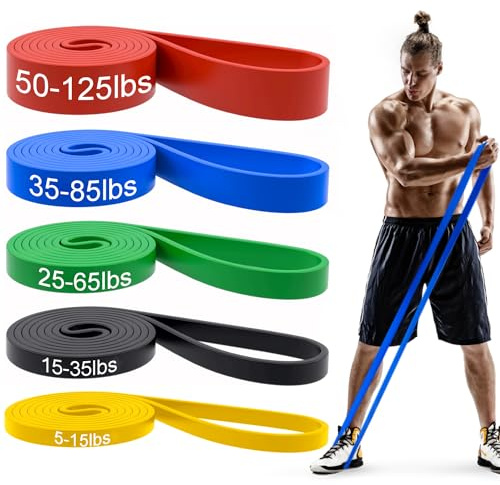 Pull Up Bands, Resistance Bands Set, Exercise Workout Bands for Men & Women, Ideal for Body Stretching, Physical Therapy and Muscle Training - Colorful