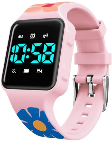 aswan watch Digitaluhr für Töpfchentraining, Trinkwasser und Händewaschen mit 15 Weckern, Countdown, Vibration, Musik,Silikonarmband - Armbanduhr für Mädchen und Jungen