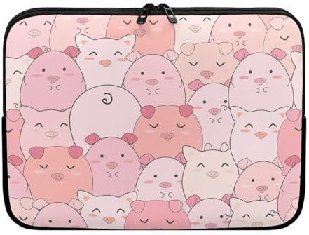 Belidome Funda duradera para ordenador portátil con diseño de cerdo de dibujos animados rosa