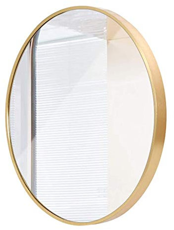 Zeitgenössischer großer runder Wandspiegel mit Goldrahmen, Wandspiegel, Flurspiegel, Badezimmerspiegel, Flur, Wohnzimmerspiegel, Kaminspiegel (Größe: 70 cm)