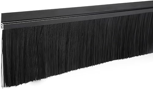 MACHSWON Balai inférieur de porte pour grand espace - 8,1 x 99,1 cm - Base en alliage d'aluminium en forme de F avec brosse en nylon - Boudin de porte - Brosse d'étanchéité pour bas de porte - Noir
