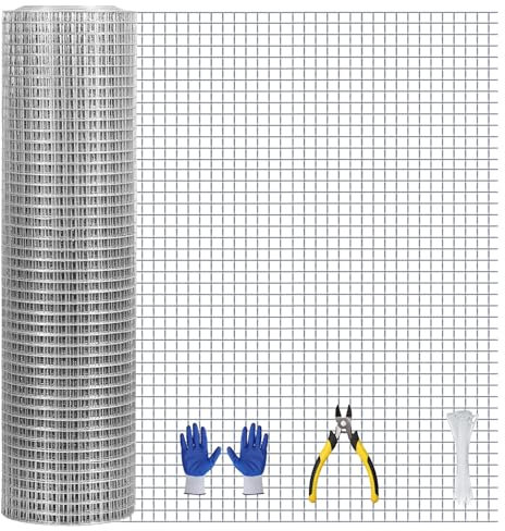 DUSHILUKI 61 x 15 m, 1,27 cm feuerverzinkter Maschendrahtzaun, 19 GA Schweißdraht, Drahtgeflecht, für den Außenbereich, Zaun für Geflügel, Gartenzaun