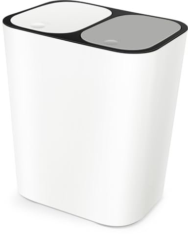 Toddmomy 1 StüCk Duo Abfalleimer: MüLleimer 2 FäCher Plastik Mit Deckel MüLleimer FüR Die KüChe (15 L)