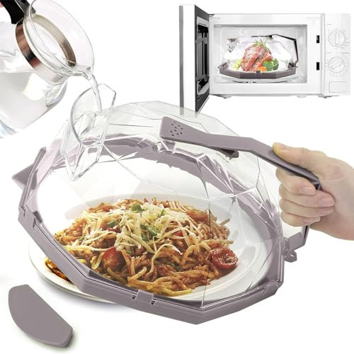 Gzsekken Clear Microwave Cover for Food Microwave Lid with Air Vent and Water Storage Box BPA Free Plastic Food Safe Large Microwave Food Cover Oven Plate Cover for Splatter Guard Protection 29cm