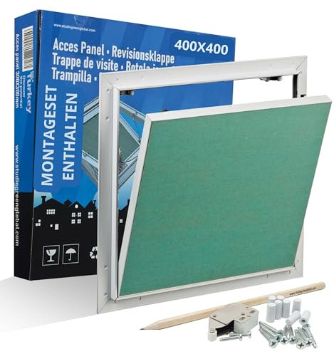 Revisionsklappe 40x40cm mit Dichtung - Unauffällige Revisionstür 400x400mm Malerfertiges Tür | Trockenbau Gipskarton 12,5mm | Wartungsklappe Aluminium Rahmen | Wartungsöffnung