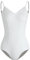 HROYL Damen Ballettanzug V-Ausschnitt Camisole Gymnastik Trikot Ballett Body mit Spaghettiträgern, Weiß,XS