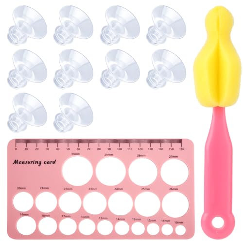 12pz Inserti Flangia 13/15/17/19/21mm, Inserti Flangia Tiralatte Silicone con Righello per Flangia e Spazzola per Pulizia Accessori per Momcozy/Spectra/24mm Protezione/Flangia Tiralatte