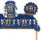 POPOYU Lot de 37 assiettes en carton pour 21e anniversaire - Serviettes de table de 21 cm - Nappe - Décoration d'anniversaire pour femme - Bleu doré - Décoration d'anniversaire pour 21e anniversaire -