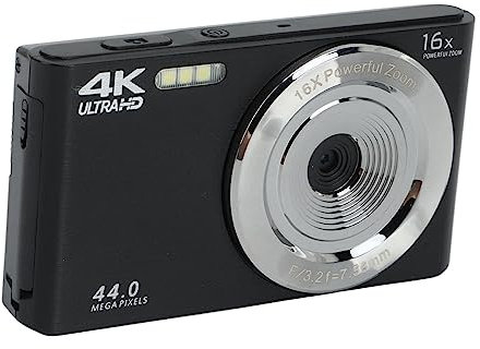 Appareil Photo Numérique, Zoom 16X 4K 44MP HD, écran 2,8 Pouces, Caméra de Vlogging Antichoc, Mini Caméra Portable, Appareil Photo Compact pour la Photographie (Black)