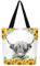Hochland Kuh Leinwand Tasche Bull Rinder Leinwand Einkaufstasche Gelbe Sonnenblume Wiederverwendbare Lebensmitteltasche Western Farm Thema Kuh Einkaufstasche Wilde Tier Einkaufstasche