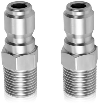 NQEUEPN 2uds Accesorios Conexión Rápida para Hidrolavadoras, Conectores Pistola Agua a Presión Acero Inoxidable Enchufe Conexión Rápida 0,64cm Carrete Manguera Bomba Agua(Roscas Externas Macho)