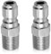 NQEUEPN 2pcs Fast Connect Pressure Washer Fittings, Stainless Steel Pressure Water Gun Coupler 1/4 Fast Connectors Plug for Water Pump Hose Reel Accessories(Male External Threads)