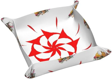 Bandeja de tocador, bandeja de cuero de PVC para viajes, organizador de viaje pequeño para llaves, carteras, relojes, monedas (patrón de rotación de ocho vías)