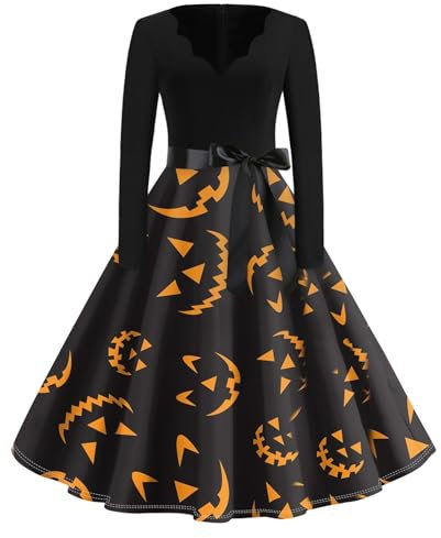 Halloween Kostüm Damen, Pullover Damen Halloween Kostüm Frauen Abendkleid Halloween+Kostüm Kleider Damen Halloween Teufel Kostüm Damen Sweatkleid Damen Langarm (A24,5XL)