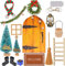 Porta Gnomo Set Natalizio, Miniatura Accessori Nataliz, Kit Porta Elfo Natale, Set di Accessori per Porta GNOME, casetta Elfo Accessori, con Lanterna, Albero di Natale, Ghirlanda Decorativa in Legno