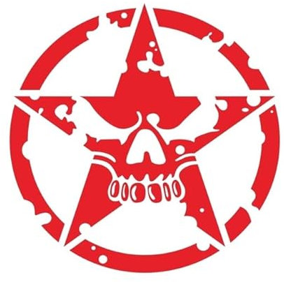 Autoaufkleber Cover Star Decals Pentagram Broken Skull Head Fall Aufkleber Für Jeep Wrangler JK CJ TJ YJ PVC Aufkleber(Rood,50x50cm)