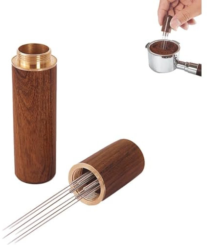 WDT Tool, 6 Needles Coffee Stirrers, Natural Wood Handle, Stainless Steel, Coffee Distributor Tool, Espresso Stirring, Coffee Lovers Baristas Making Accessories