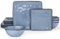 Richmount Steingut Geschirrset 4 Personen, Serie Ocean 12-tlg Quadratishes Geschirr Set, Teller Set pülmaschinen- mikrowellen- kratzfest für Tafelservice mit Reaktiver Glasur, Essgeschirr, Blau