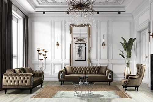 Couchgarnitur Dragon 3-Sitzer + 2-Sitzer + Sessel (Braun, 3-Sitzer + 2-Sitzer + Sessel)