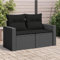 Myheimly Gartensofa mit Kissen 2-Sitzer Schwarz Poly Rattan Schwarz ohne Stauraum 3041948de