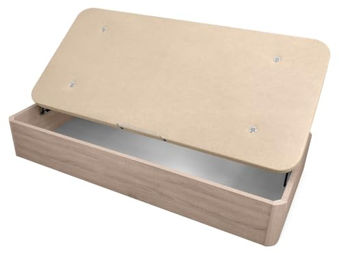 amuéblate online Aufklappbares Bett mit seitlicher Öffnung aus Holz mit großem Fassungsvermögen, geräumig, atmungsaktiv und robust, abgerundete Ecken, 90 x 190 cm, Cambria