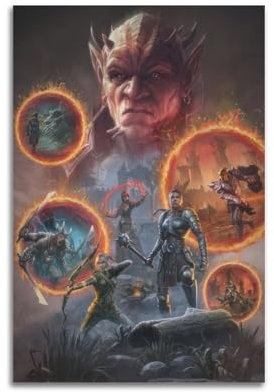 UWASCISF Poster mit Videospiel-Motiv The Elder Scrolls, TES, Online-Portal, dekoratives Gemälde, Leinwand, Wandposter und Kunstdruck, moderne Familienschlafzimmer-Dekoration, Poster, 60 x 90 cm