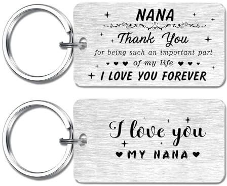 FALOGI Schlüsselanhänger mit Gravur I Love You Nana, personalisierbar, Geschenk für Enkelin, Enkelin, beste Oma, Geschenk für Geburtstag, Weihnachten, Nana-Schlüsselanhänger, 42