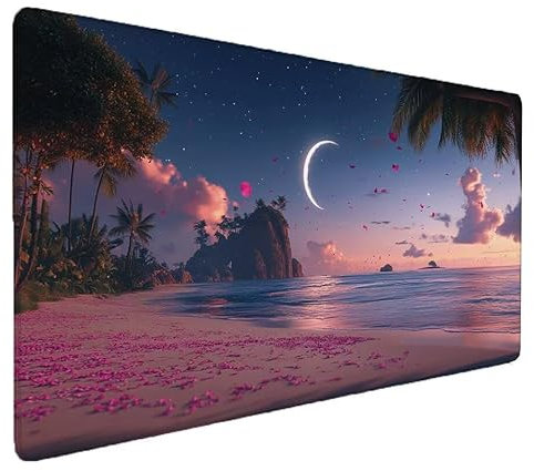 Tapis de Souris plage, paysage Tapis de Souris Gamer XXL 1500x800x3mm Étanche Antidérapante Mouse Pad avec Coutures sur Les Bords - sous Main Bureau - Accessoire Bureau, Pour Gamer, PC, Portable S-694