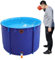 Piscine hors sol – Bassin à poissons rond en toile avec doublure flexible en PVC et cadre, grand aquarium pour koi et poissons rouges