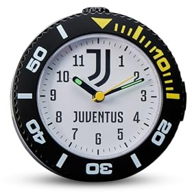 Seven Réveil analogique Juventus à Quartz avec Mouvement continu, Produit Officiel, Football, idée Cadeau pour Enfants et Adultes