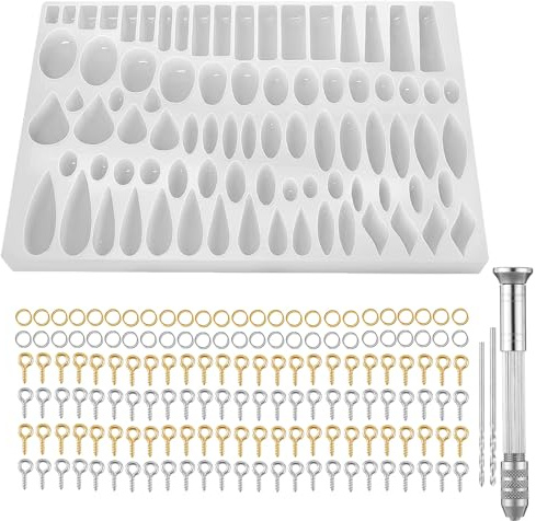 Rechteckige Tropfenförmige UV-Harzform, Silikonform für Ohrstecker mit 41 Paarformen, Silikonform Set für Schmuckherstellung mit 41 Formenpaare, für Schmuckherstellung, DIY Anhänger Halskette