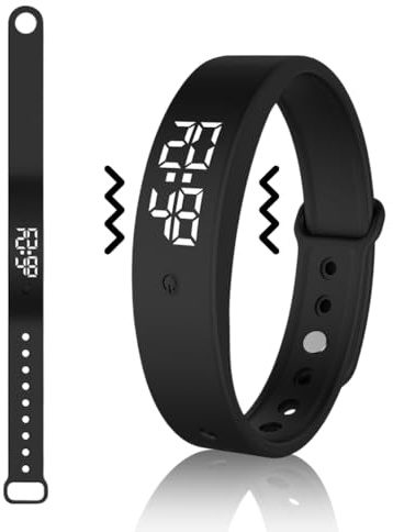 RANJIMA Vibrationswecker Armband, Vibrationsalarm Erinnerung Uhr mit Timer und 10 täglichen Alarmen,Töpfchen-Trainingsuhr, Trinkerinnerung, Pillenerinnerungen,Vibrationsarmuhr für Kinder Erwachsene