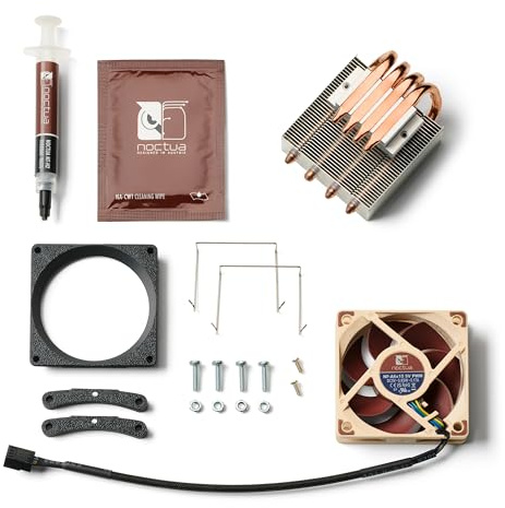 Pimp My Bitaxe Upgrade Kit Premium | ICE-Tower Low-Profile Plus (4 Kupfer-Heatpipes) + Noctua NF-A6x15 60 mm Lüfter | NT-H2 Wärmeleitpaste & Adapter | Für Bitaxe Gamma