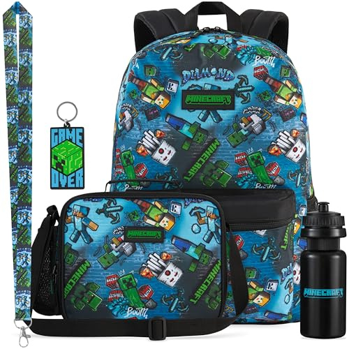 Get Trend Minecraft Boys Large Backpack 46cm, 5 Piece Set