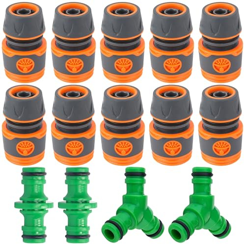 Bangbobi Juego de Conectores de Manguera de 10 Piezas, Acoplamiento y Conector de Manguera Gardena de 1/2 Pulgada con 2 divisores en Y, 2 enchufes Dobles, para Manguera de jardín