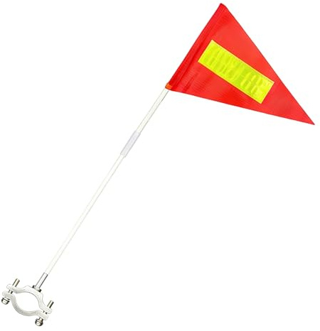Bicycle Safety Flag - PVC Aluminum Alloy 28.5 x 75.5 cm | Trailer Safety Flag Adjustable Pole | High Visibility Tear Resistant Flags for Kids and Adults Commuting Cycling