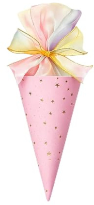 Schultüte,Kleine Schultüte Mädchen,Geschwister Mit Schleife Schultüten Rosa | Einschulung Klein Zuckertüte Zum Befüllen Geschenk,Schule Schulanfang Bunte Bänder Cones Zuckertüten Zum Füllung für Junge