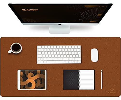 K KNODEL Tischunterlage, Schreibtischunterlage, 80 x 40cm PVC Tischunterlage, Laptop Tischunterlage, wasserdichte Schreibunterlage für Büro- oder Heimbereich, doppelseitig (Braun/Grau)