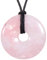 Morella Damen Halskette 80 cm Donut Edelstein Anhänger Rosenquarz im Samtbeutel