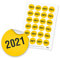 itenga 24x Sticker Aufkleber Etikett Jahreszahl 2021 (Motiv 114) gelb schwarz rund 4cm DIN A4 Bogen