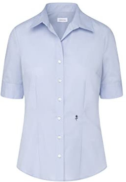 Seidensticker Damen Women Longsleeve Cotton Schmal Taillierte Hemdbluse - Slim Fit Kurzarm 100% Baumwolle, Hellblau(080614), 38 EU