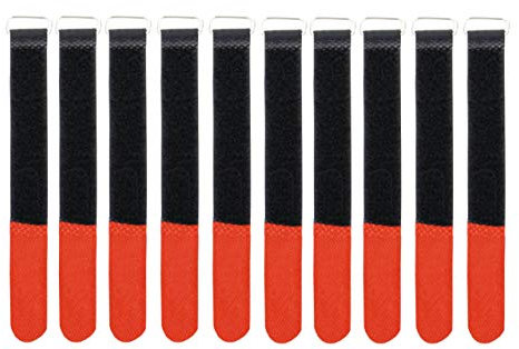 Infitronic INPKB2030ROT INPKB2030ROT-10 x Cable Ties with Metal Eyelet Velcro/Fleece on Different Sides (20 x 300 mm Red)
