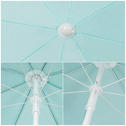 Sekey® 1.6m Garden Parasol Umbrella with Cover, Portable Tilting, for Beach/Pool/Patio, Round Sunscreen UV20+, Light Blue