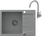 VBChome Spülbecken Grau Granit 60 x 44 cm Einzelbecken Einbauspüle gesprenkelt reversibel Verbundspüle + Siphon Waschbecken Aramtur